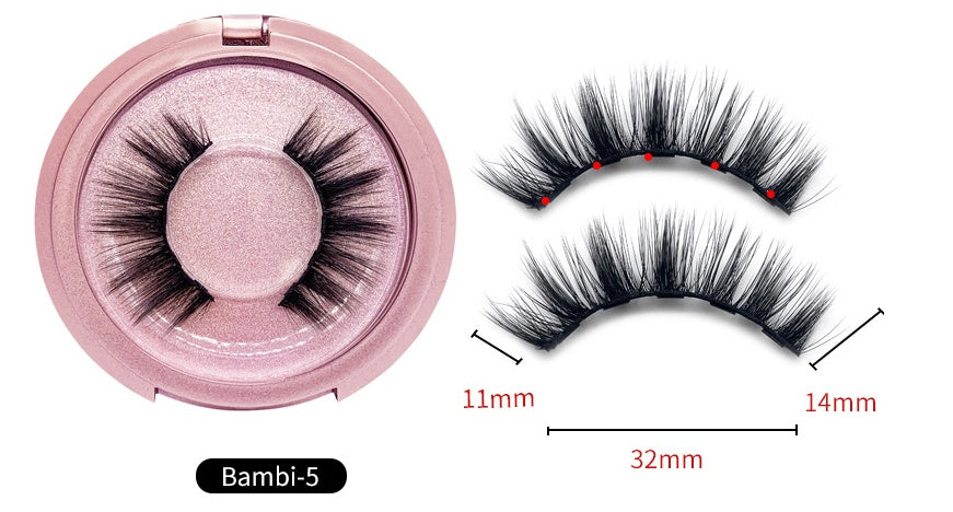 Mink false eyelashes with a pink case, labeled 'Bambi-5', on a white background.