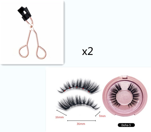 Set of false eyelashes with a lash applicator and measurements on a white background