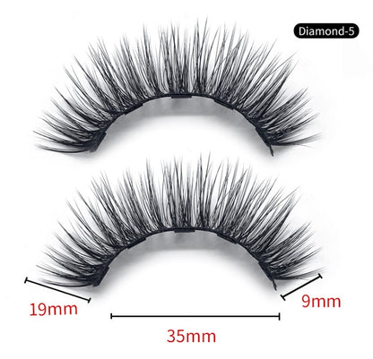 Pair of false eyelashes with measurements on a white background